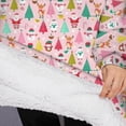 thumbnail image 3 of Oversized Wearable Blanket Hoodie,Pink Christmas Santa and Tree Pattern Sherpa Blanket Hoodie with Super Pockets,Super Warm Fuzzy Pullover for Women & Men, 3 of 6