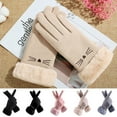 thumbnail image 3 of CNKOO 1 Pair Thickened Plush Lining Cartoon Pattern Windproof Driving Gloves Fluffy Cuffs Touch Screen Driving Gloves Hand Protect Cover, 3 of 10