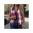 thumbnail image 2 of Zynoxe Women's Plaid Vests With Side Pockets Fashion Zip Up Vests for Women Classic Stand Collar Sleeveles Jackets Soft Lightweight Fall Winter Casual Gilet Jacket S, 2 of 7