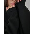 thumbnail image 4 of Women'S Sweater Fall Winter Chunky Knitted Pullover Ribbing Hem Trendy Basic Jumper Top Black M, 4 of 9