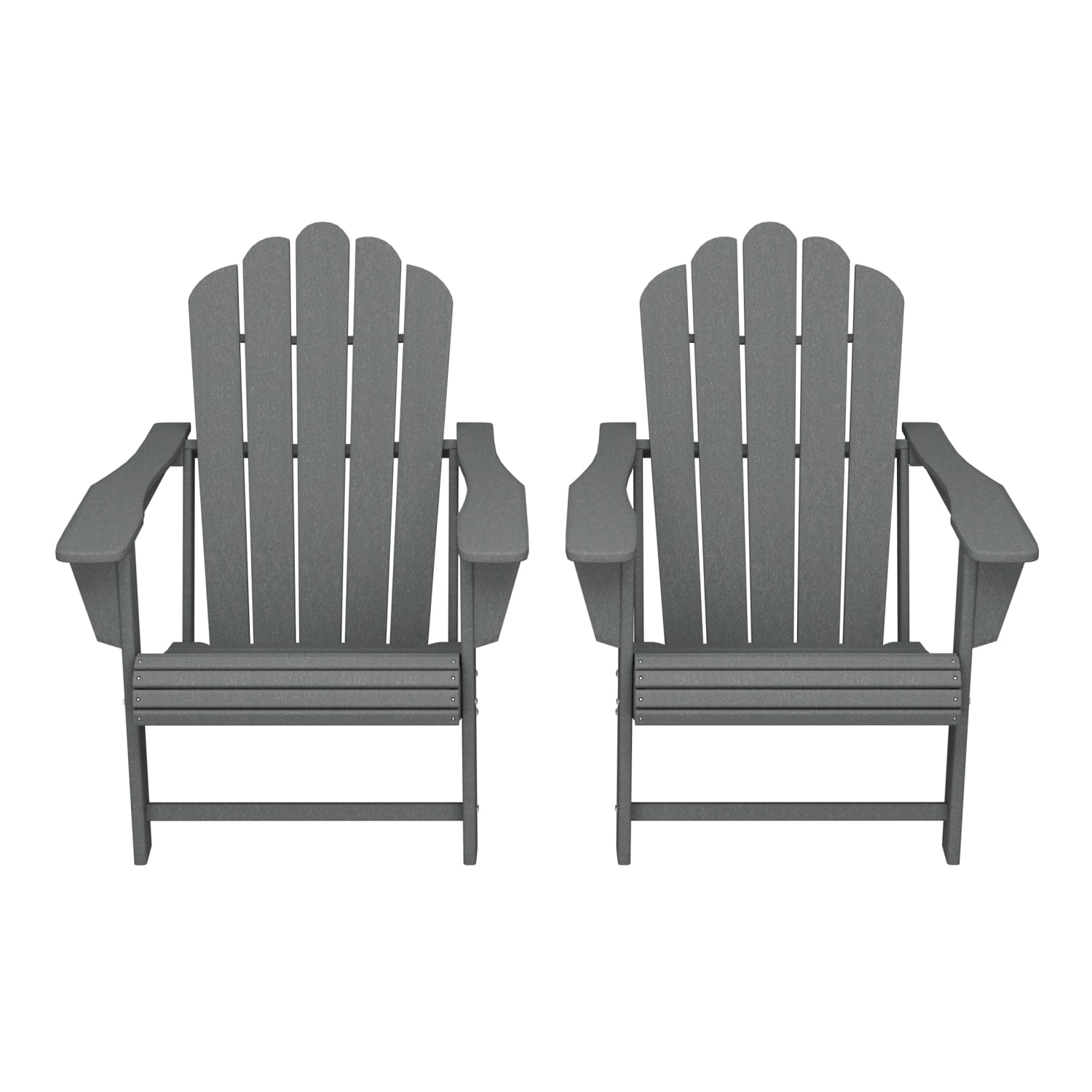 WestinTrends Highland Outdoor Patio HDPE Adirondack Chairs With Cup Holders (Set of 2), Gray