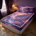 thumbnail image 3 of Homewish Red Moon Mountain Zipper Queen Comforter Set with Fitted Sheet and 2 Pillowcases, Nature Theme Zipper Bedding Set, Black Reversible, 3 of 7
