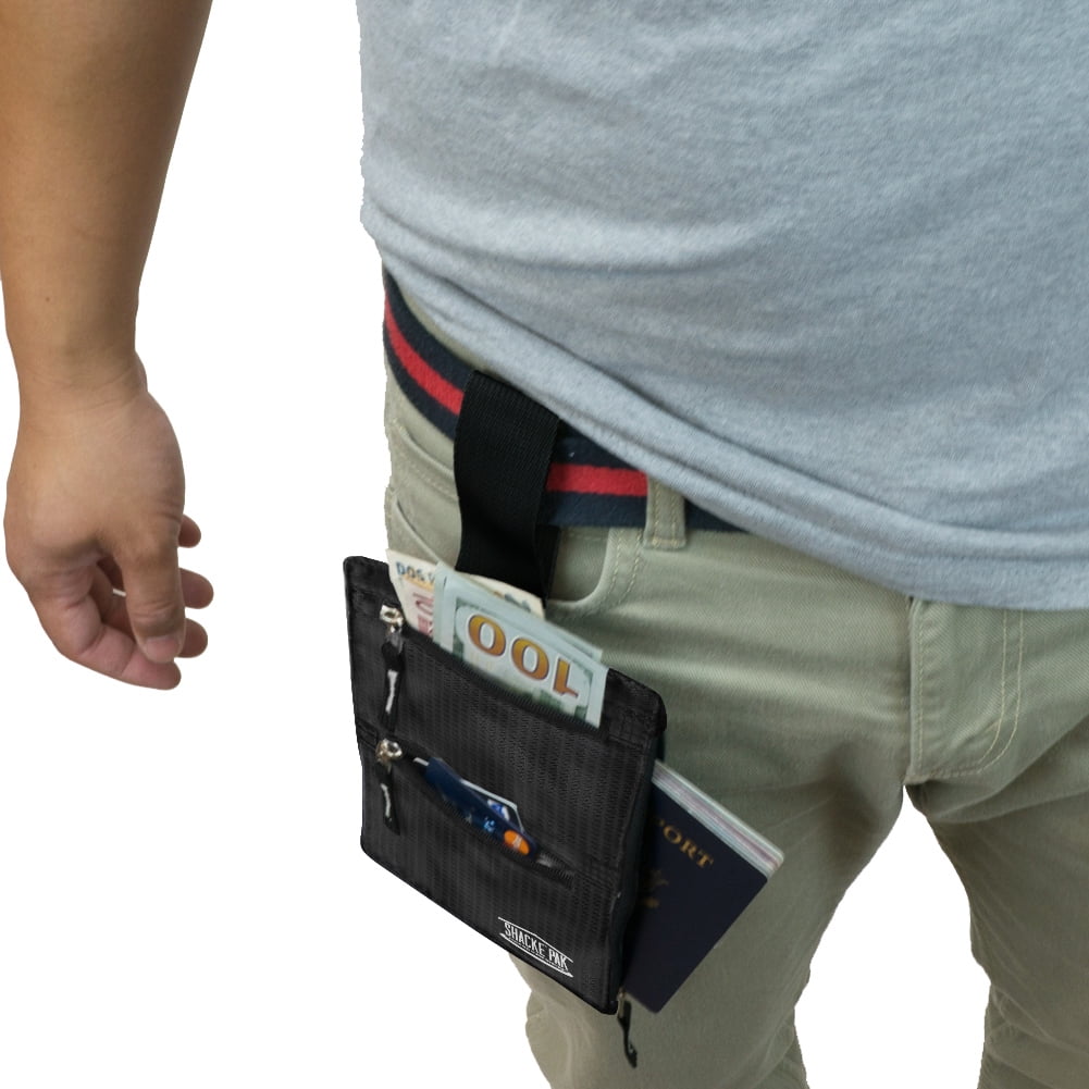 Shacke Hidden Travel Belt Wallet w/ RFID Blocker (Black Pocket Vault)