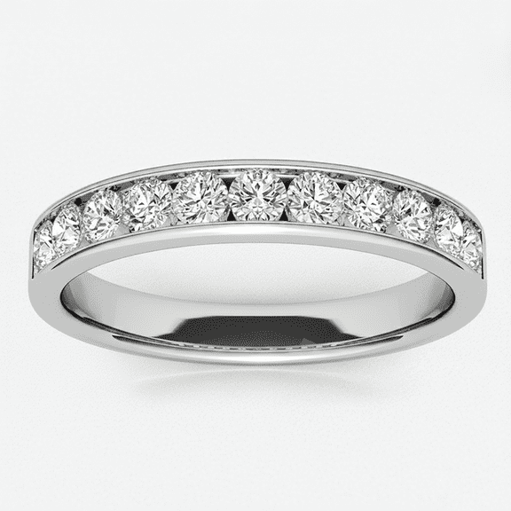 Elegant White Gold Plated Channel Set Moissanite Ring Designed for Women