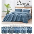 thumbnail image 3 of Chezmoi Collection Zane 3-Piece Sherpa Comforter Set, Triangle Quilting Reversible Washed Microfiber Bedding, Queen, Blue, 3 of 9