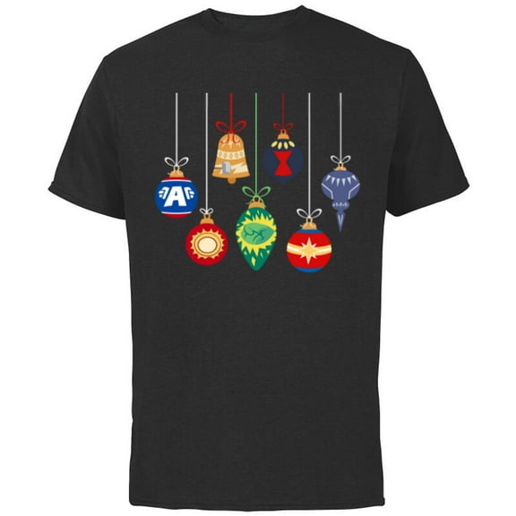 Marvel Holiday Christmas Avengers Team Festive Ornaments - Short Sleeve Cotton T-Shirt for Adults - Customized-Black