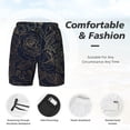 thumbnail image 3 of Yiaed Copper-Gold Gloss Outline Rose Print Mens Swim Trunks Bathing Suit Compression Liner Beach Swim Shorts Swimwear Quick Dry Zipper Pocket No-Chafing Board Short-Small, 3 of 6