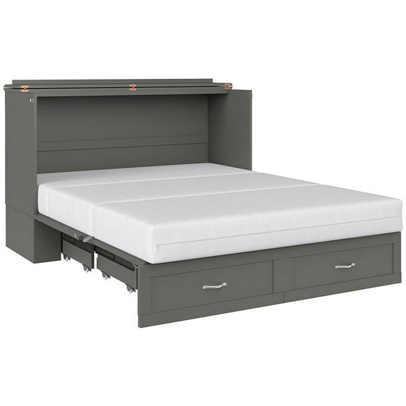 Bowery Hill Solid Wood Murphy Queen Bed in Gray