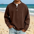 thumbnail image 4 of COSFO Denim Mens Big And Tall T Shirts Fall Long Sleeve Brown Shirts Button Pullover Loose Fit Vintage Henley Mens Shirts, 4 of 6