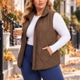 thumbnail image 5 of Cmfcve Womens Plus Size Quilted Vest Stand Collar Sleeveless Puffer Jacket Full Zip Fall Winter Casual Layering Outerwear, 5 of 7