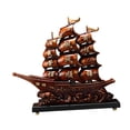 thumbnail image 3 of Esquirla Chinese Sailboat Statue Feng Shui Ornament, Home Decor Resin Sailing Boat Figurine Ship Model Sculpture for Study Living Room Brown, 3 of 8