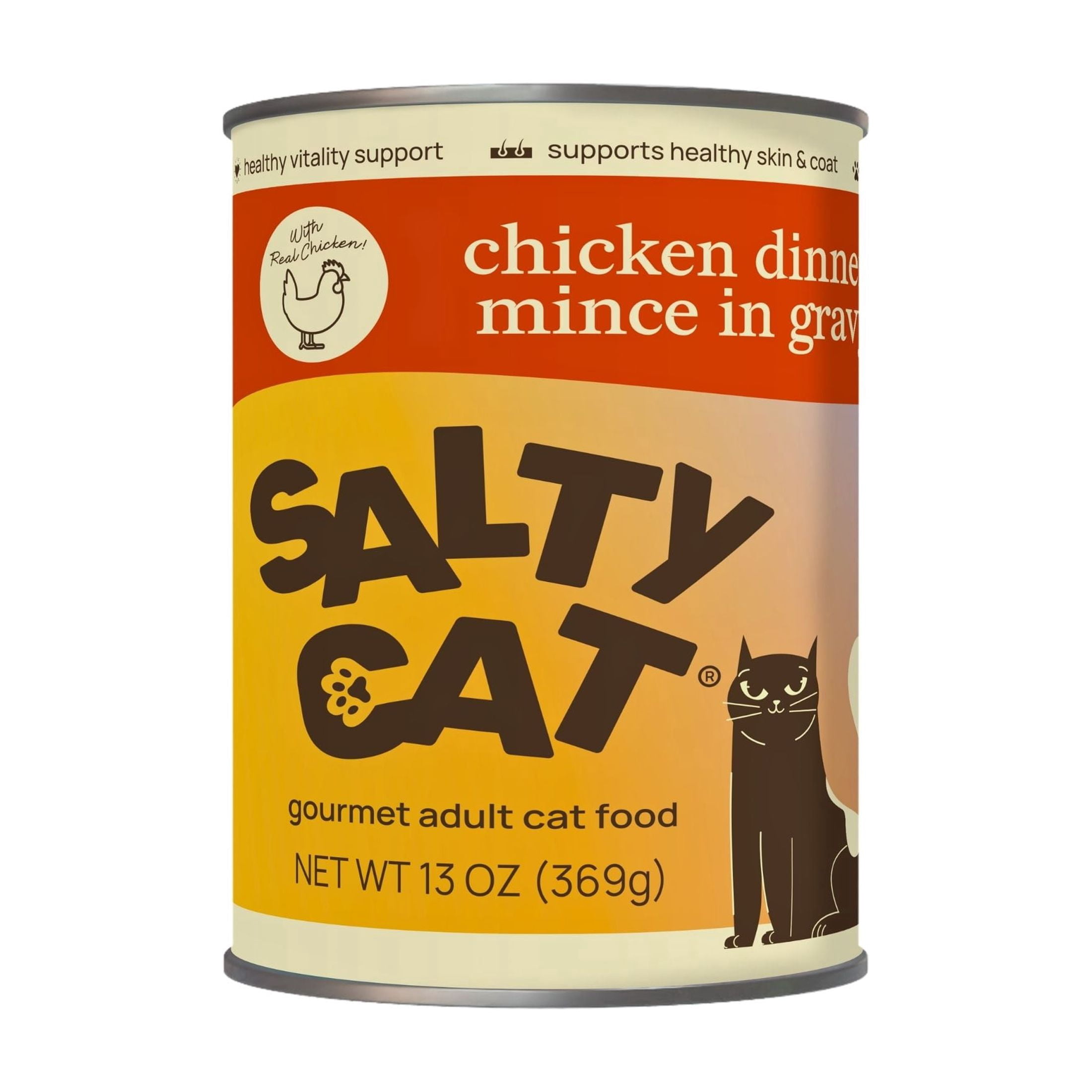 (6 pack) Salty Cat Chicken Dinner Mince in Gravy Wet Cat Food, 13 oz. Can