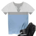 thumbnail image 4 of Camisetas de Cuello Redondo Botón de Impresión de la Moda de Manga Corta de las Mujeres, Poliéster Spandex, 4 of 5