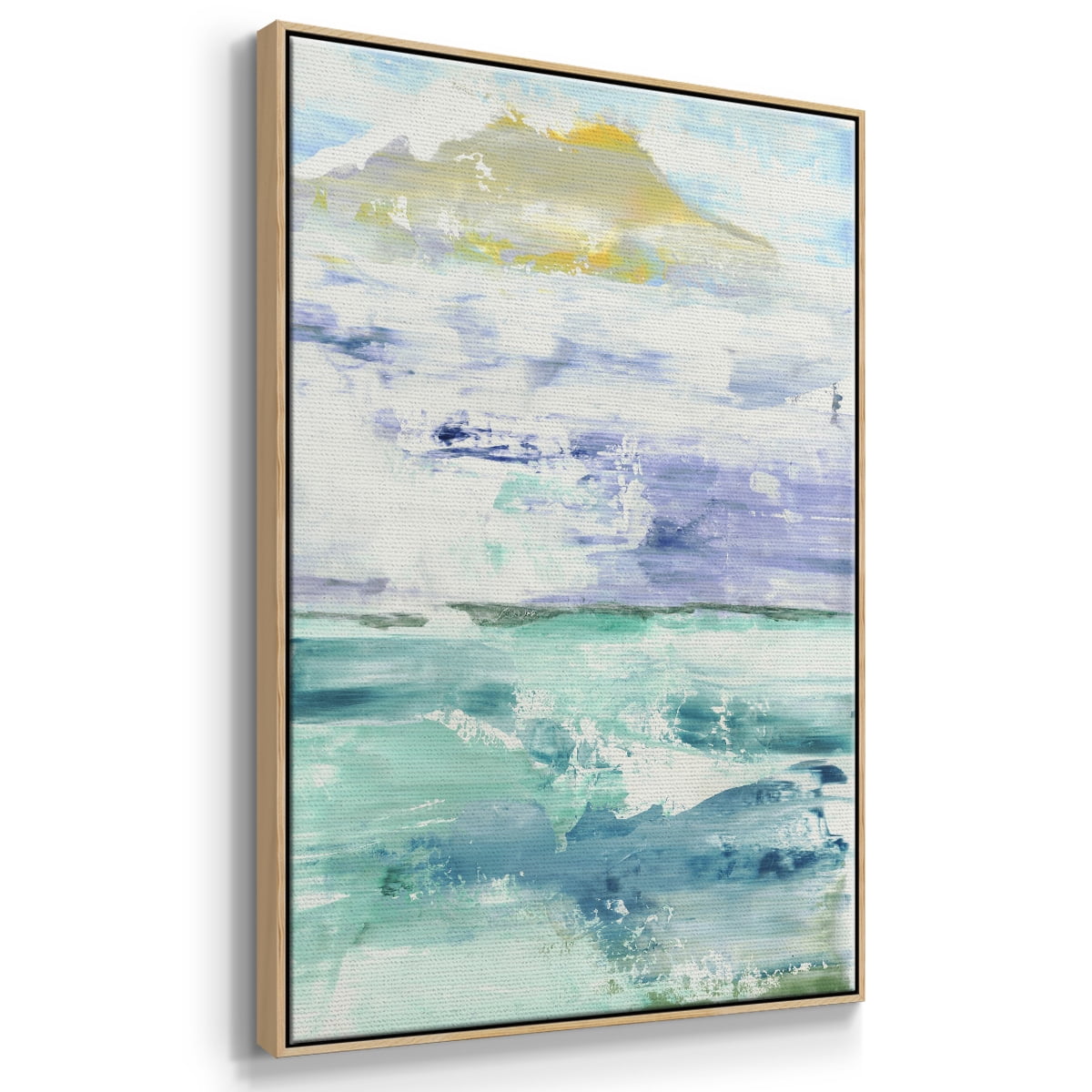 Fantasy Seascape Framed Premium Gallery Wrapped Canvas - Ready to Hang - 25 x 37 - Natural Wood Floating Frame