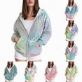thumbnail image 2 of Towmus Women's Novelty Print Zip Up Hoodies Drawstring Gradient Hooded Sweatshirt Long Sleeve Cute Tops With Pocket XS-6XL, 2 of 6
