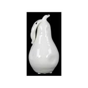 Angle View: Small Pear with Leaf Figurine in Gloss White Finish