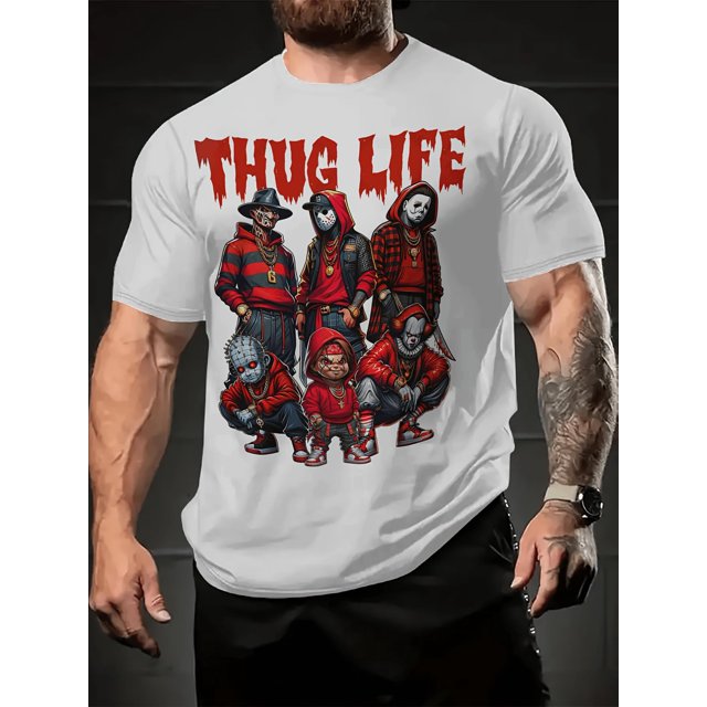 1 Pce T-Shirt Décontracté pour Hommes, Tissu en Polyester avec Imprimé Graphique, Coupe Régulière, Col Rond, Tee-Shirt Extensible pour Adulte, Homme, Femme, Adolescent, Adolescent, Fête des Pères, Fête des Mères
