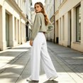 thumbnail image 4 of Women's Wide Leg Pants High Waisted Drawstring Elastic Waist Casual Loose Palazzo Solid Color Trousers with Pockets, 4 of 7