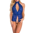 thumbnail image 2 of HUPOM Women's Panties Mid Waist Pull-On Jumpsuit Sleep Underwear on Clearance Blue Size 4XL, 2 of 6