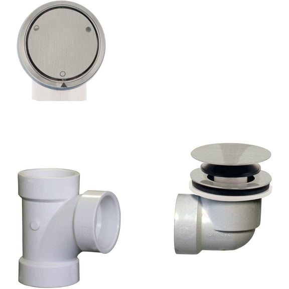 Tip-Toe Drain Bathtub Trim with Deep Soak Overflow - Sch. 40 PVC Plumber's Pack, Satin Nickel