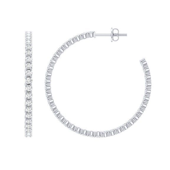Rosec Jewels Certified Moissanite Hoop Earrings for Women - Moissanite Earrings with Screw Back - D-VS1 Grade - with Jewelry Box, 925 Sterling Silver