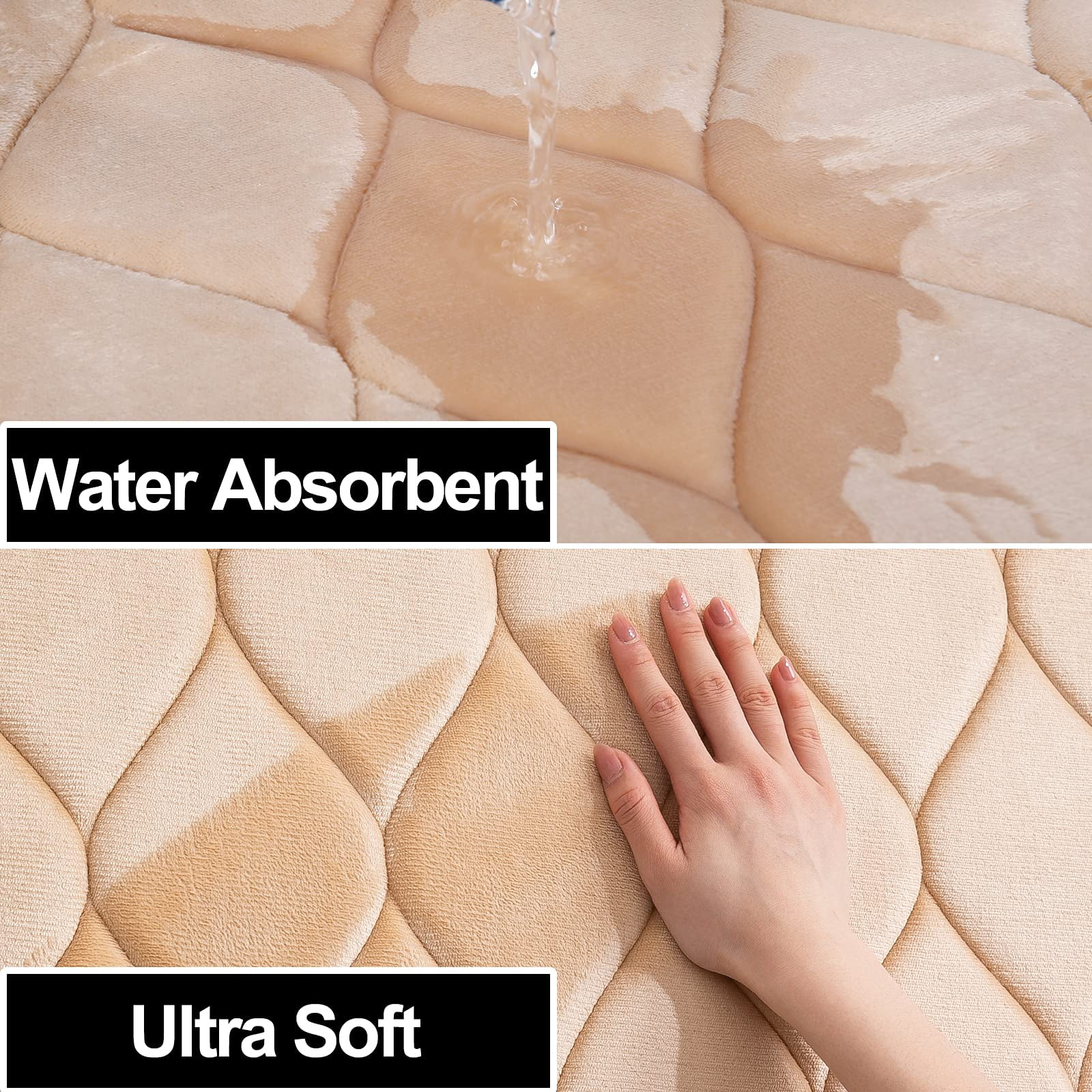 Smiry Memory Foam Bathroom Rugs, Ultra Soft & Non-Slip Bath Runner Mat, 24"x47", Beige
