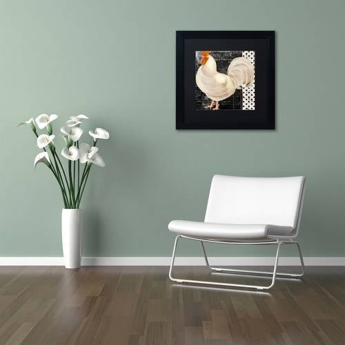 Trademark Fine Art "White Rooster Caf? II" Canvas Art by Color Bakery Black Matte, Black Frame