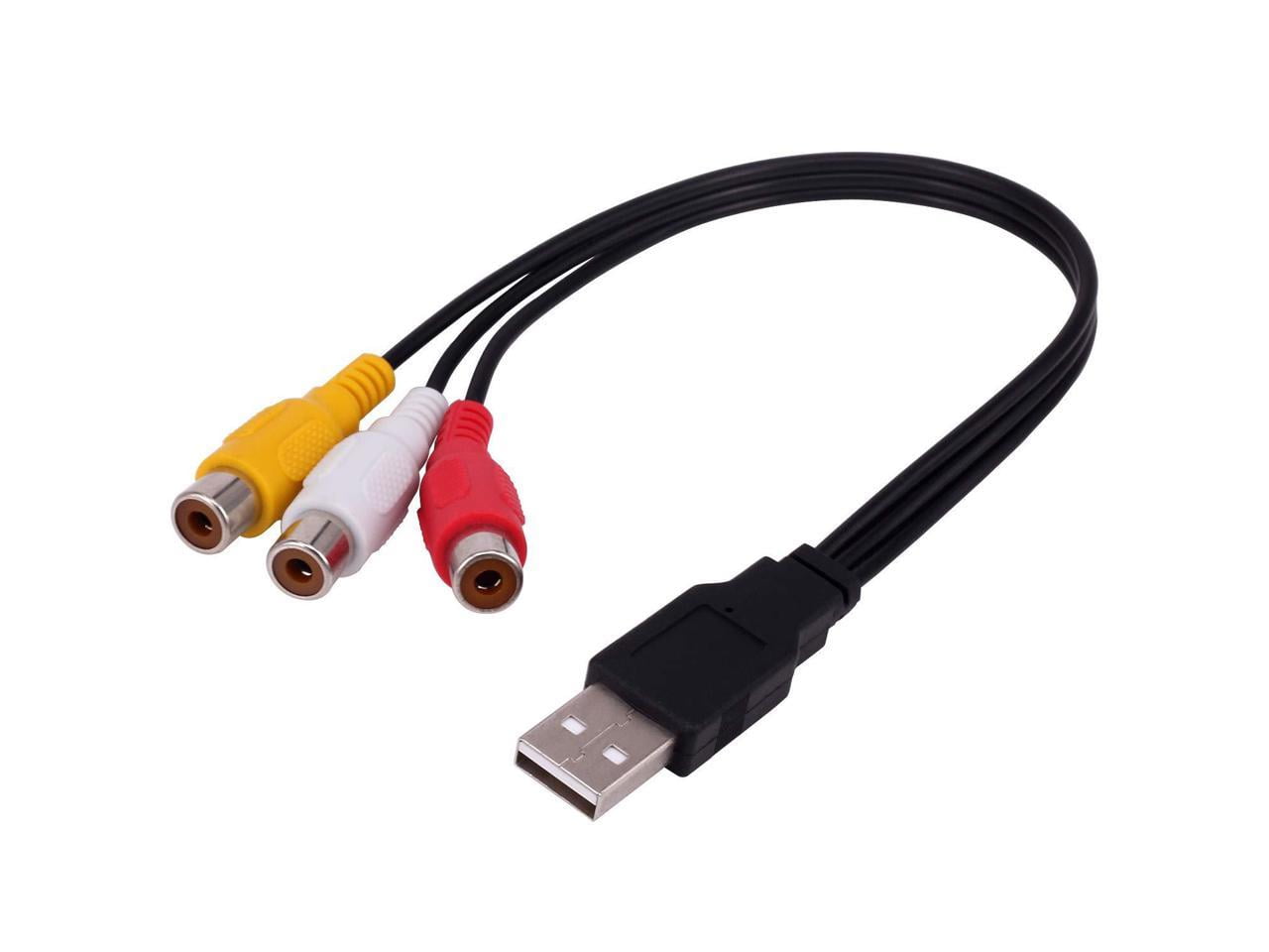 USB to RCA Cable USB 2.0 Male to 3 RCA Female Jack Splitter Audio Video AV Composite Adapter