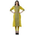 thumbnail image 2 of Moomaya Tunique Droite à Col en V pour Femmes, Manches Roulées, Kurta en Coton Imprimé, 2 of 6