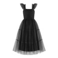 thumbnail image 1 of Vestido de verano Arshiner negro de tul con mangas con volantes para niña de 10 a 12 años, 1 of 5