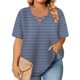 thumbnail image 2 of Tops de Manga Corta de Tamaño Más de las Mujeres, Blusas de Cuello en V Impresas de Verano de Moda para Uso Casual, Diario Y de Fiesta, 2 of 8