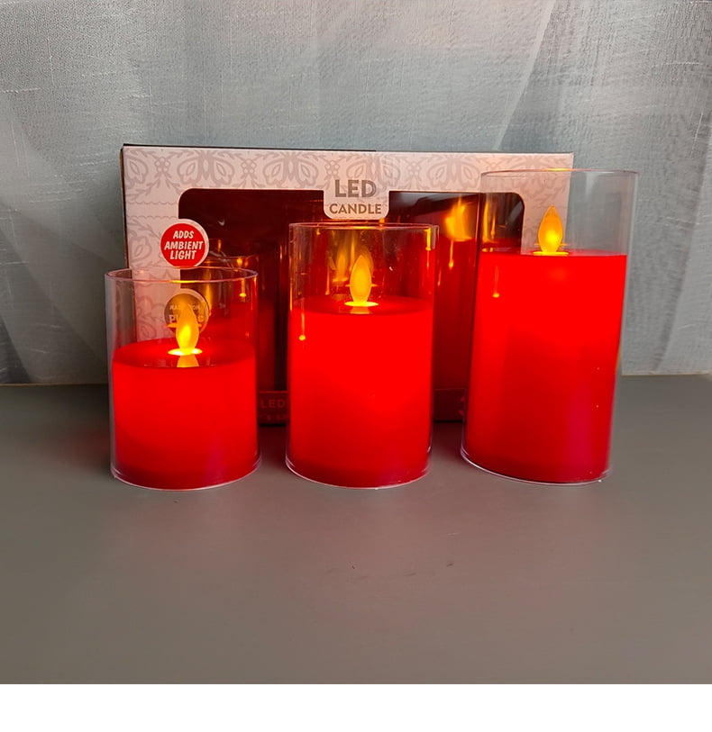 Decorated Flameless Candle with Remote Control, Led Pillar Candle Pack