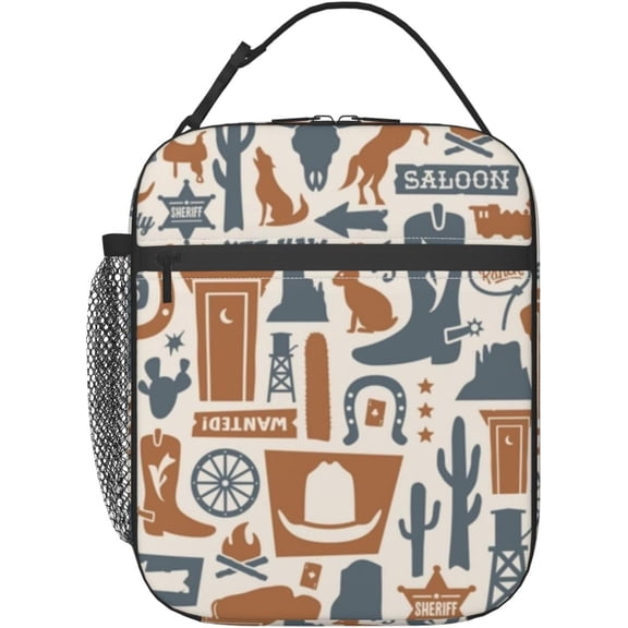 Western Style Cowboy Insulated Lunch Bag, Lunch Box for Office Travel, Lunch Bag for Men and Women
