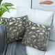thumbnail image 5 of Juego de 2 fundas de almohada decorativas de piel sintética, plumas doradas y hojas doradas, almohada brillante, 5 of 5