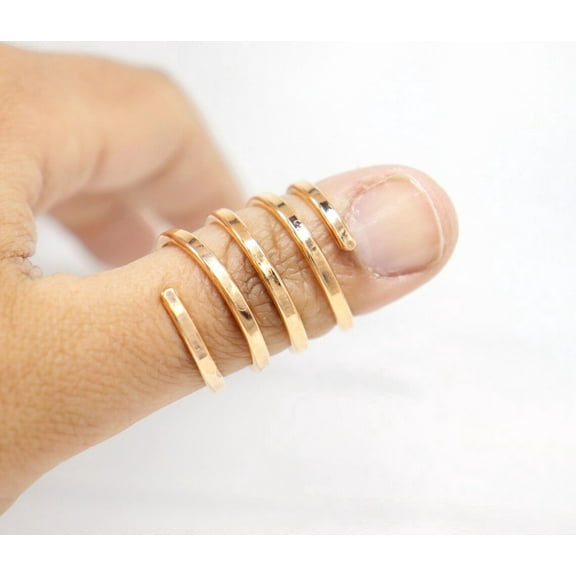 SS DESIGNS Spiral Splint Rose 14k Rose Gold Fill Trigger Finger Splint Ring • Adjustable Mallet Finger Ring • Elegant Arthritis & EDS Support Splint