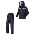 thumbnail image 3 of Traje de lluvia impermeable con capucha con cubierta facial desmontable equipo de lluvia para motocicleta, 3 of 8