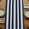thumbnail image 5 of Navy Blue Grey Striped 108 Inch Table Runner, Farmhouse Stripes Minimalist Farmhouse Dresser Scarf Cotton & Linen Tablerunner for Dining/Kitchen Island/Holiday Party Décor 13" x 108", 5 of 9