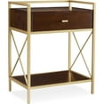 thumbnail image 1 of Leick Home Favorite Finds Nightstand with Top AC/USB Charging in Walnut Brown, 1 of 9