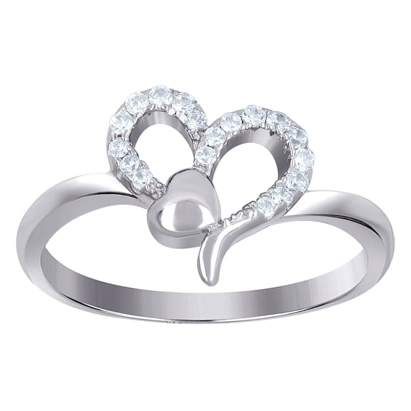 925 Sterling Silver Womens Cubic Zirconia Heart Love Ring Size 8 10.2mm Long Statement Ring for Women