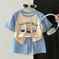 thumbnail image 2 of COMVALUE Ensemble T-Shirt à Manches Courtes d'Été en Coton et Short pour Garçon Tout-Petit (Bleu, 7-8 Ans), 2 of 6