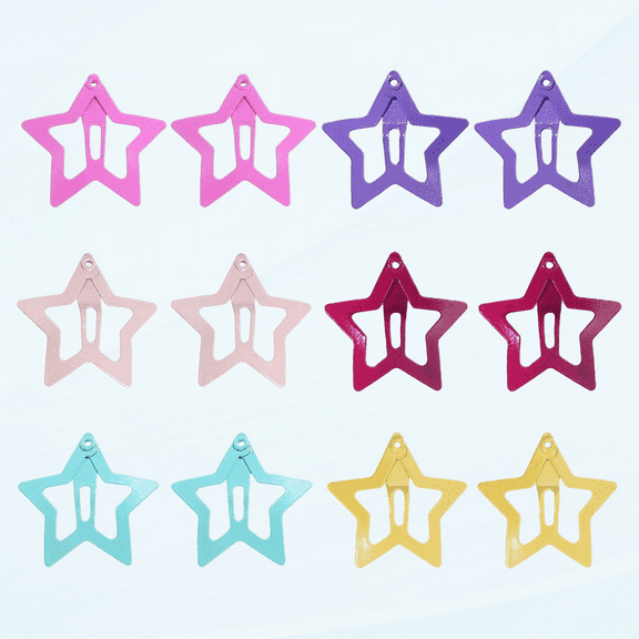 12Pcs Lovely Metal Hair Snap Clips Fashion Stars Barrettes Hair Accessories for Girls Woman