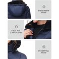 thumbnail image 4 of Women Warm Winter Down Puffer Jacket-Hooded Winter Puffer Coat for Women with Faux Fur Lined Hood and Collar (Navy, Small), 4 of 8