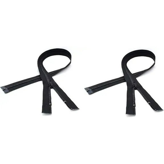 YKK #3 Jacket Lightweight Coil Nylon Separating Zippers - Color: Black - 2 Zippers Per Pack (Black - 34" Inches)