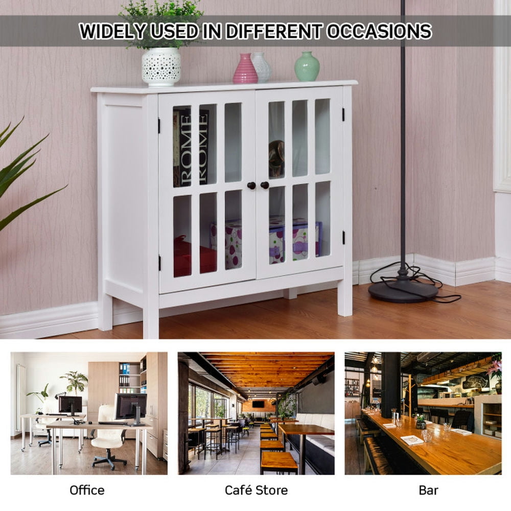 Finihen Kitchen Storage Cabinet, Buffet Sideboard, Glass Door Sideboard Console Storage Buffet Cabinet, for Dining Room, Kitchen, Living Room, White Finihen Kitchen Storage Cabinet, Buffet Sideboard, Glass Door Sideboard Console Storage Buffet Cabinet, for Dining Room, Kitchen, Living Room, White
