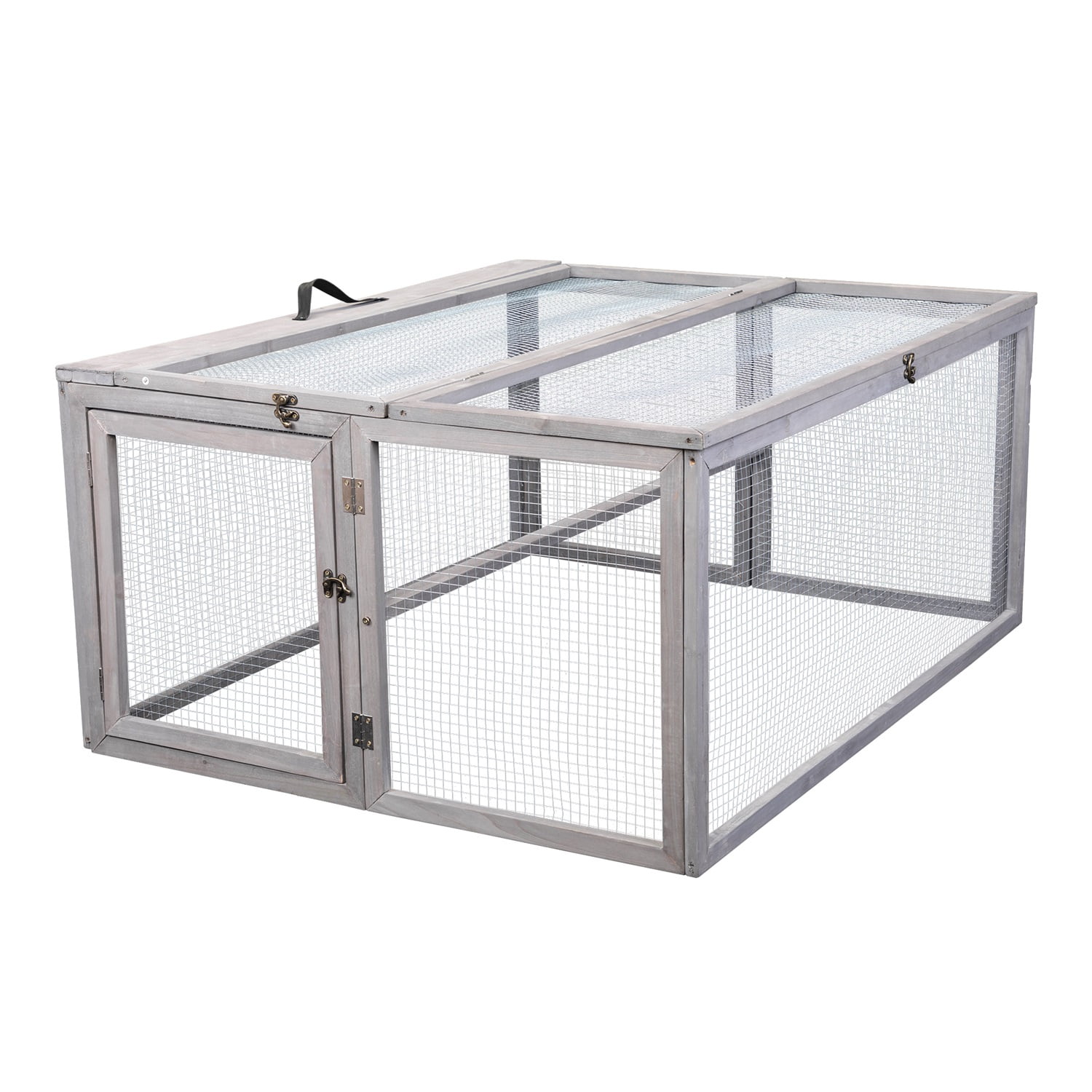Pefilos 45" Outdoor Bunny Cage Folding Rabbit Hutch, Chicken Coop with Run, Wooden Poultry Hutch, Gray Pefilos 45" Outdoor Bunny Cage Folding Rabbit Hutch, Chicken Coop with Run, Wooden Poultry Hutch, Gray
