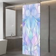 thumbnail image 4 of Stained Glass Window Privacy Film, Blue Purple Floral Geometric Static Cling UV Sun Blocking Tint Film Heat Control Windows Films for Bedroom Bathroom, Window Stickers 29.5"x78.7", 4 of 8
