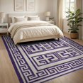 thumbnail image 3 of ODIKA 8'x10' Washable Area Rug Non-Slip Chair-Friendly Mat Greece Greek Key Meander Stripe Interlocking Bands Border Maze for Dining Room, Large Office, Lounge, 3 of 7
