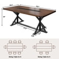 thumbnail image 3 of Blotout 95" Large Farmhouse Dining Table for 10-12 Person, Farmhouse Wood Long Rectangle Kitchen Table w/ Wood Strip Base, Rustic Brown Black Dining Table for Kitchen Living Room, 95 x 40 x 30 Inch, 3 of 10
