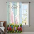 thumbnail image 3 of Easter Sheer Curtains 72 Inches Long, Wooden Bunny Colorful Eggs Spring Floral Botanical Light Filering Curtains, Breathable Simi Curtain Privacy Drapes for Living Room Bedroom Window Treatment, 3 of 9