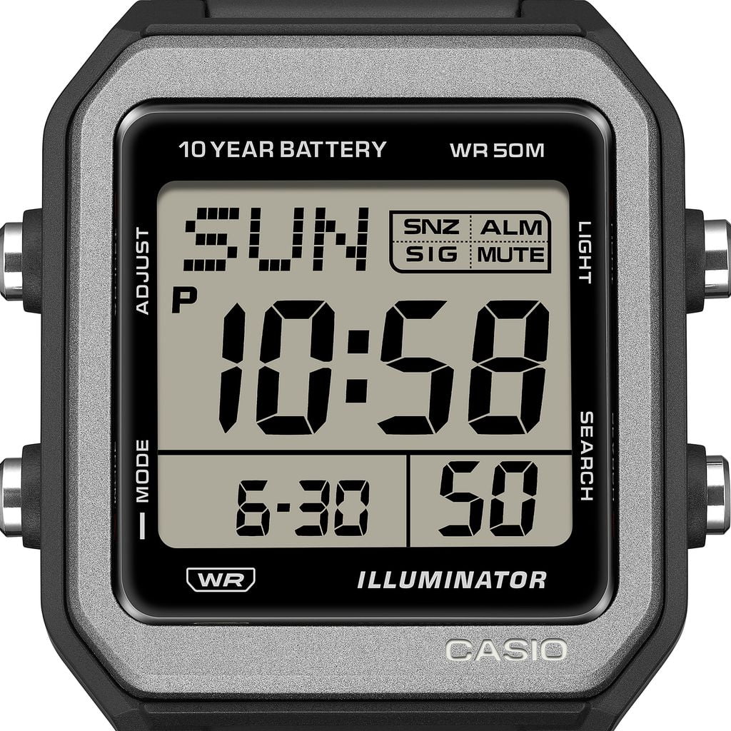 CASIO BLACK DIGITAL RESIN 10 YR BATTERY 50M WR W221H-1AVKC